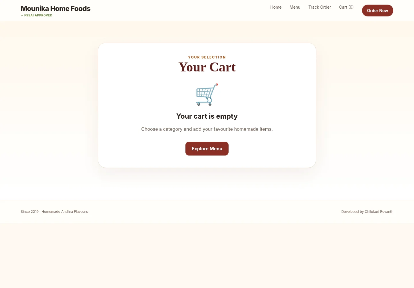 Mounika Home Foods Review before commitment page snapshot