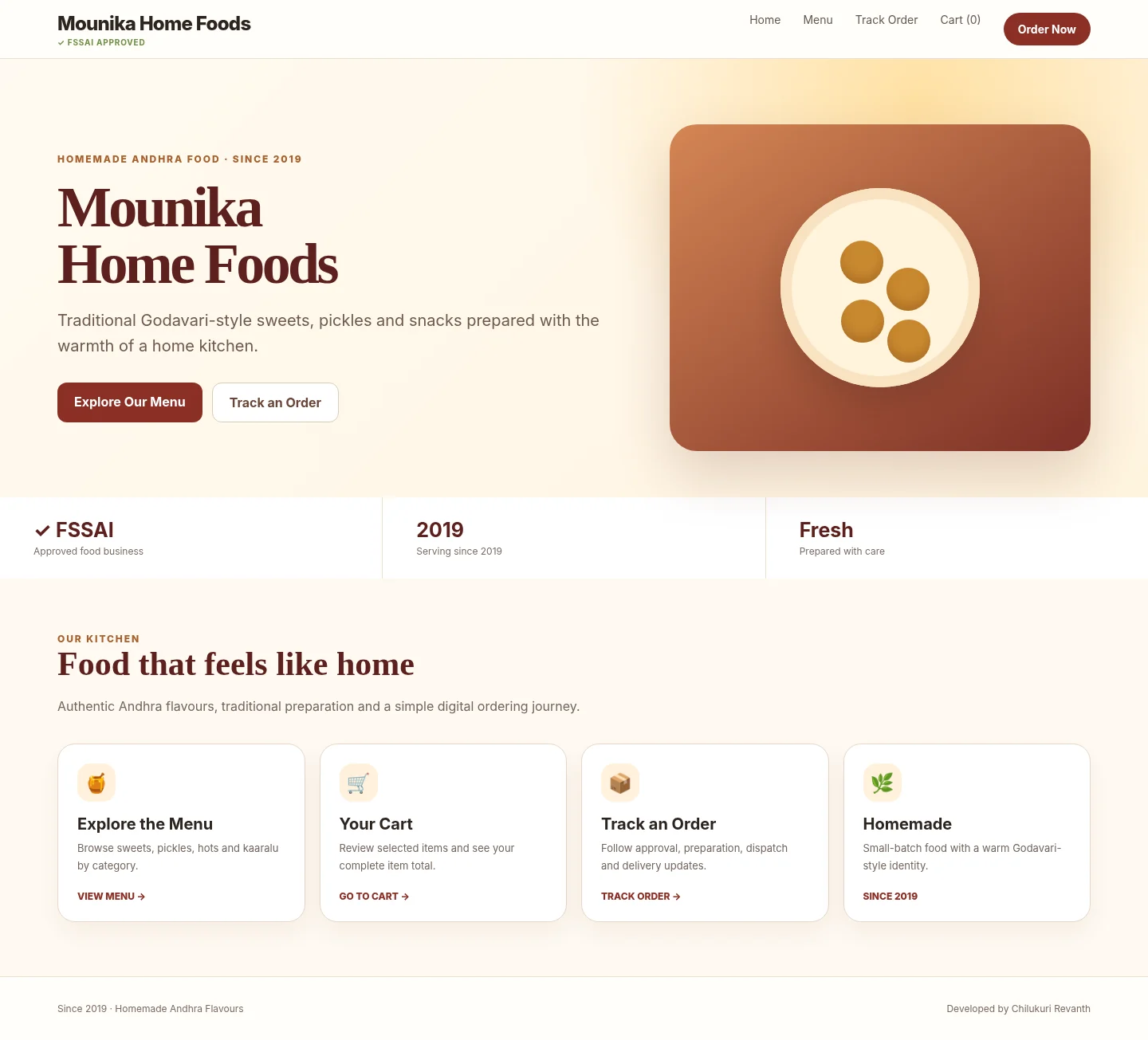 Mounika Home Foods homepage